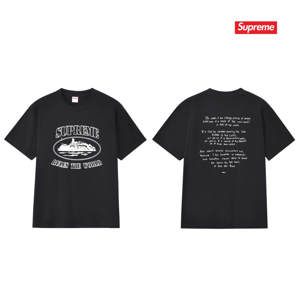 SUPREME スーパー ロゴTシャツ メンズ 両面プリント ブラック ホワイト 全2色 - 画像 3
