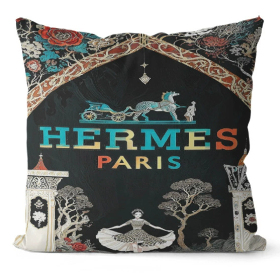 HERMES　エルメス　クッションカバー　アーティスティッククッション　おしゃれクッションカバー　リネンベルベット　9種 - 画像 4