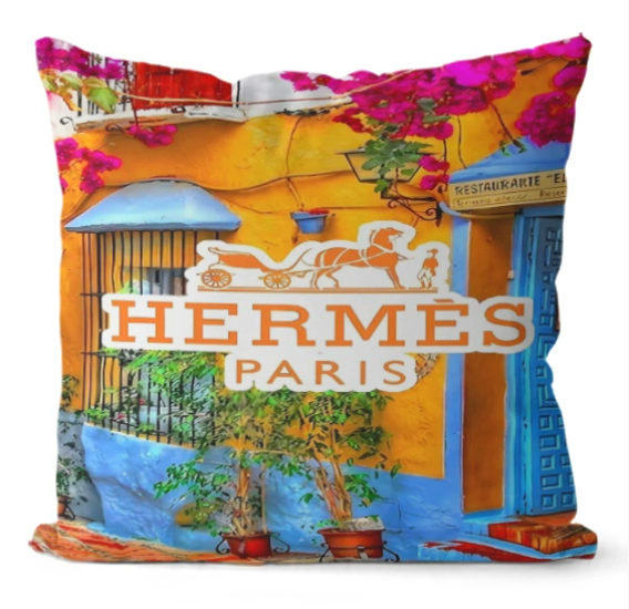 HERMES　エルメス　クッションカバー　アーティスティッククッション　おしゃれクッションカバー　リネンベルベット　9種 - 画像 3