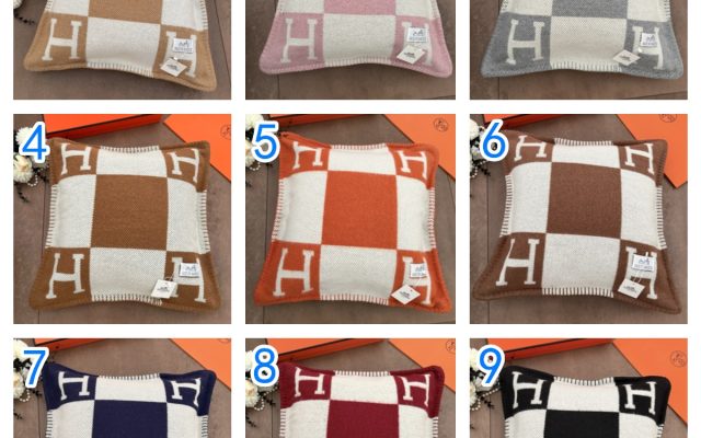 HERMES　エルメス　お部屋のアクセントに♪クッション　アヴァロン　Avalon Navy　Cushion　Hチェック柄　抱き枕カバー　まくら座布　団カバー　9色入れ