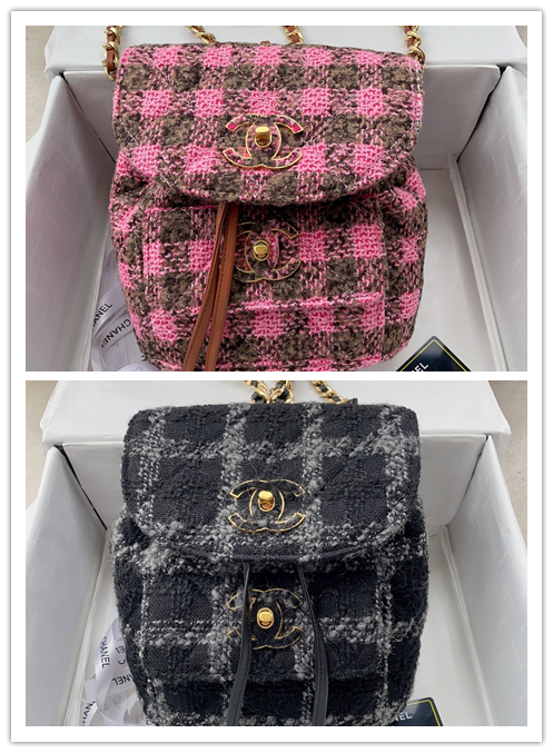 もこもこ愛らしい CHANELツイードリュック シャネル レディースバッグ バックパック ブラック ピンク 2色 - 画像 2