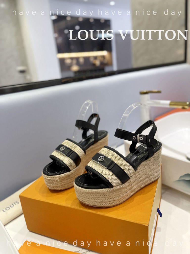 LouisVuitton　ルイヴィトン　レディース　ウェッジソールサンダル　　厚底サンダル　スリッパ　モノグラム　無地　5色 - 画像 5