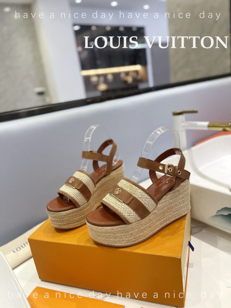 LouisVuitton　ルイヴィトン　レディース　ウェッジソールサンダル　　厚底サンダル　スリッパ　モノグラム　無地　5色 - 画像 6
