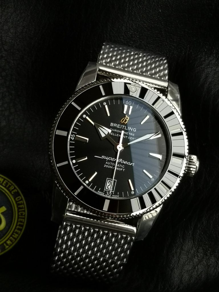 BREITLING ブライトリング スーパーオーシャン 腕時計 メンズ 自動巻き 機械式 メッシュベルト ブラック - 画像 3