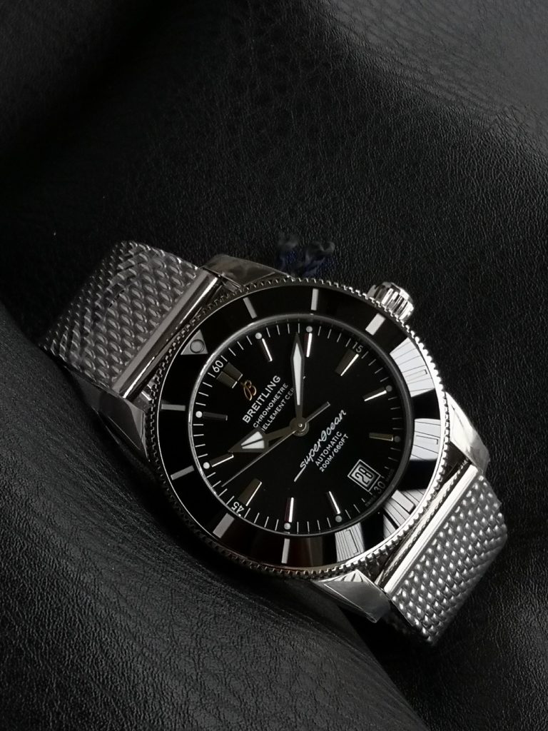BREITLING ブライトリング スーパーオーシャン 腕時計 メンズ 自動巻き 機械式 メッシュベルト ブラック - 画像 6