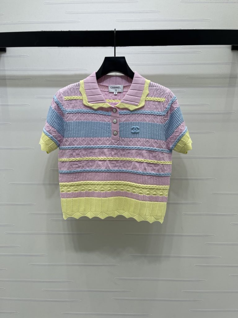 CHANEL シャネル ニット Tシャツ メンズ ポロシャツ ブランド オーバーサイズ 着心地 ピンク ライトブルー ライトイエロー