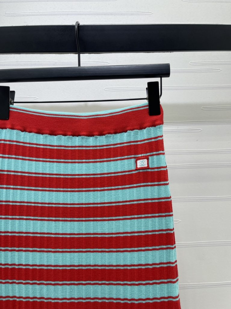 CHANE チャン カシミア混紡 ニット スカート レディース 通勤 レイヤード レッド/ブルー 全2色 - 画像 2