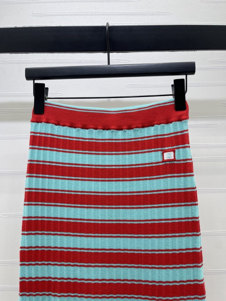 CHANE チャン カシミア混紡 ニット スカート レディース 通勤 レイヤード レッド/ブルー 全2色 - 画像 4