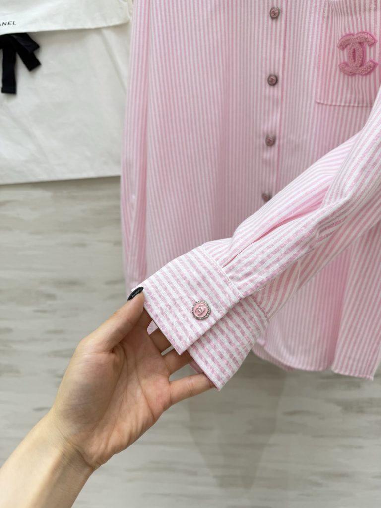 CHANEL シャネル レディース ファッションシャツ ピンクストライプ ブラウス ピンク - 画像 4