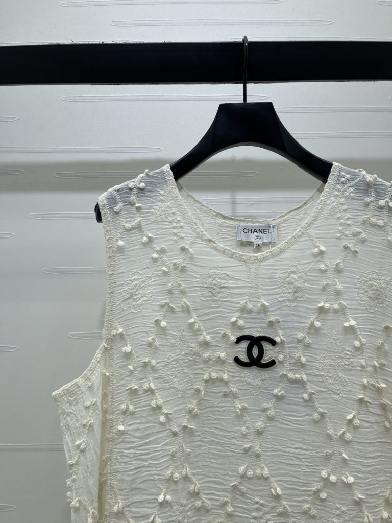 CHANEL シャネル ニット レディース シルエット 菱格模様 ロング丈 ホワイト - 画像 3