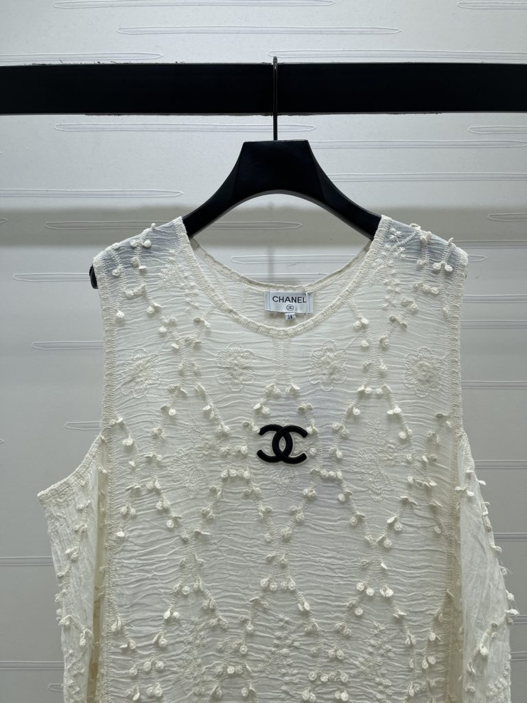 CHANEL シャネル ニット レディース シルエット 菱格模様 ロング丈 ホワイト - 画像 4