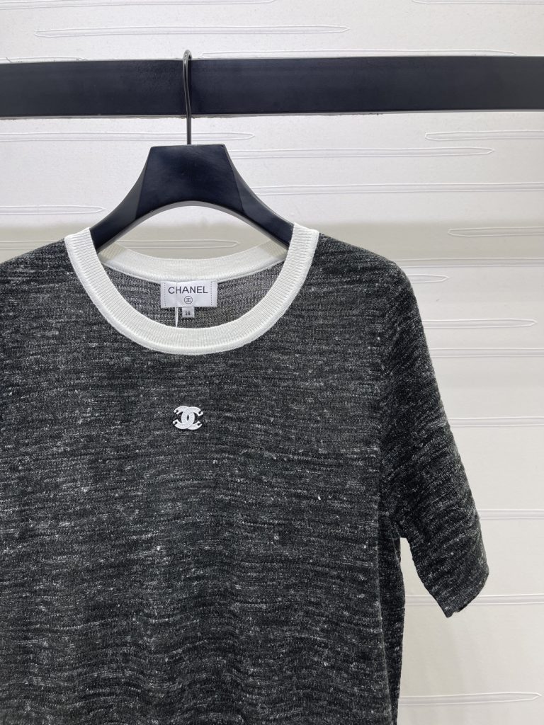 CHANEL シャネル ニット Tシャツ メンズ レディース ロング丈 薄手 軽量 シルエット グレー ブラック - 画像 2
