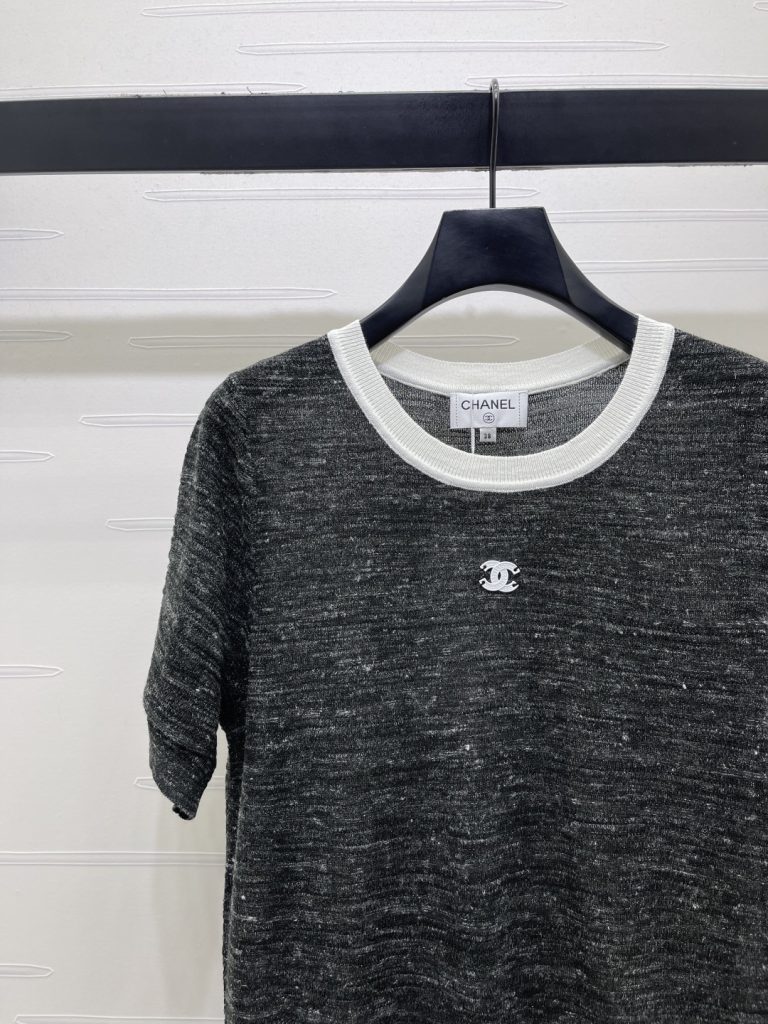 CHANEL シャネル ニット Tシャツ メンズ レディース ロング丈 薄手 軽量 シルエット グレー ブラック - 画像 3