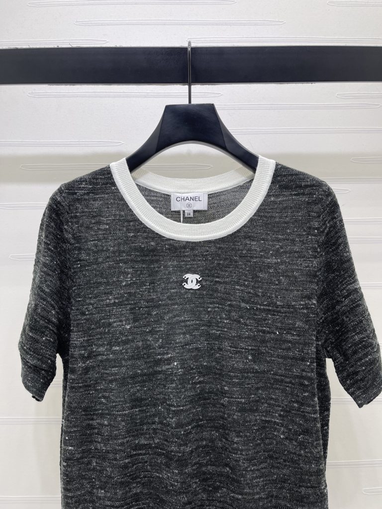 CHANEL シャネル ニット Tシャツ メンズ レディース ロング丈 薄手 軽量 シルエット グレー ブラック - 画像 4