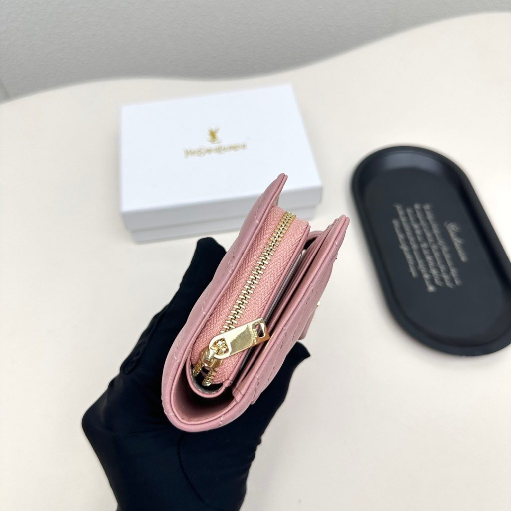 YSL イエスサンローラン 財布 ファスナー式 ポーチ カードケース ピンク - 画像 6
