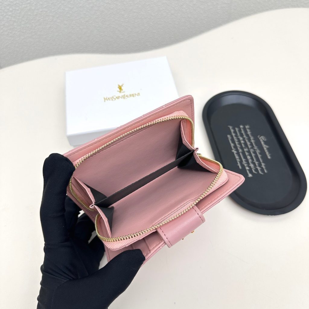 YSL イエスサンローラン 財布 ファスナー式 ポーチ カードケース ピンク - 画像 8