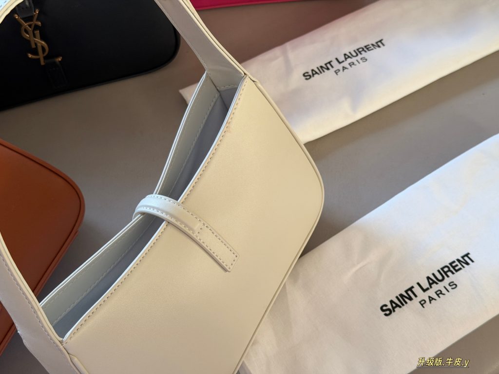 SAINT LAURENT サンローラン 腋下バッグ ブランドロゴ 本革 24×16×6cm 白・オレンジ・黒・ピンク - 画像 6
