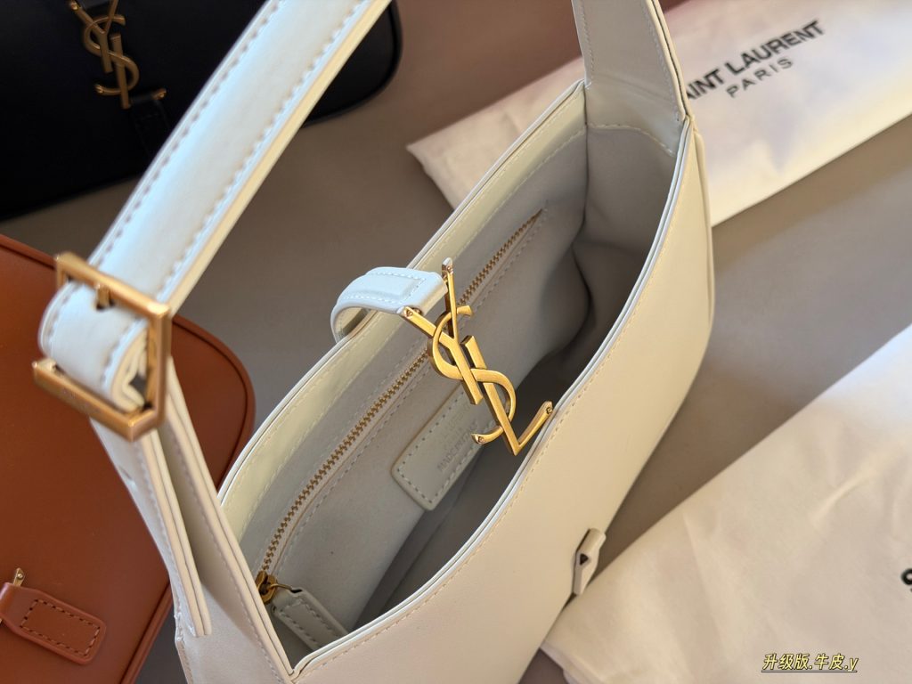 SAINT LAURENT サンローラン 腋下バッグ ブランドロゴ 本革 24×16×6cm 白・オレンジ・黒・ピンク - 画像 8