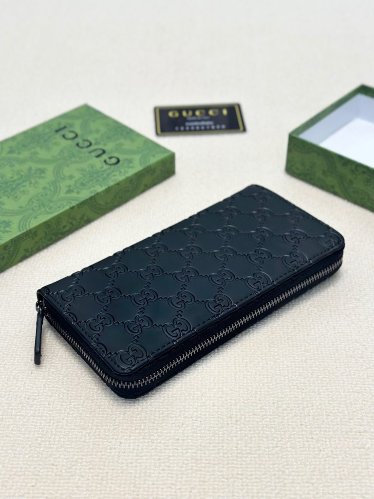GUCCI グッチ 長財布 ロングウォレット 黒色 グッチ柄 本革 20x10cm - 画像 4