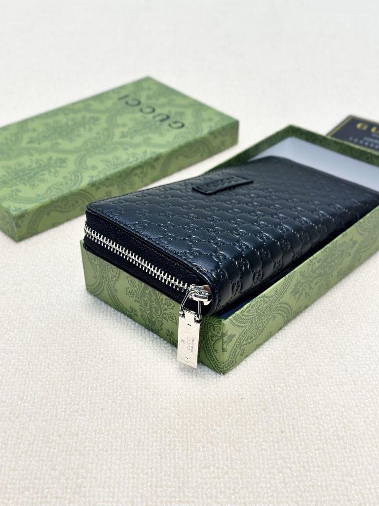 GUCCI グッチ 長財布 ロングジップ 押し込みロゴ ブラック - 画像 2