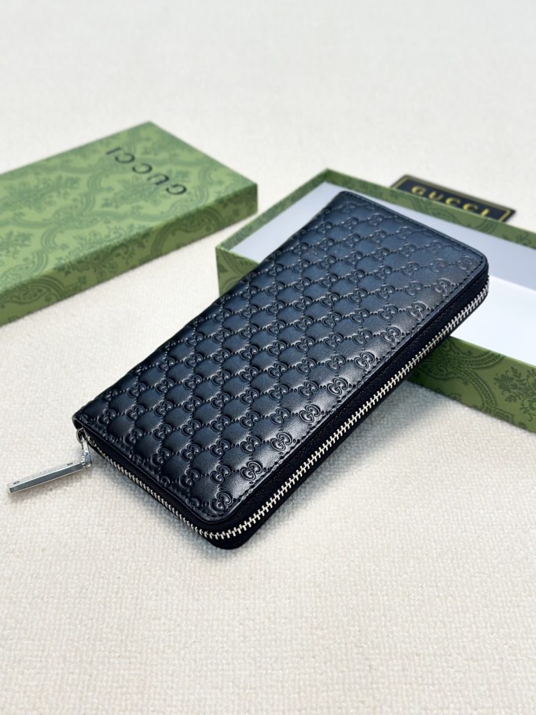 GUCCI グッチ 長財布 ロングジップ 押し込みロゴ ブラック - 画像 3