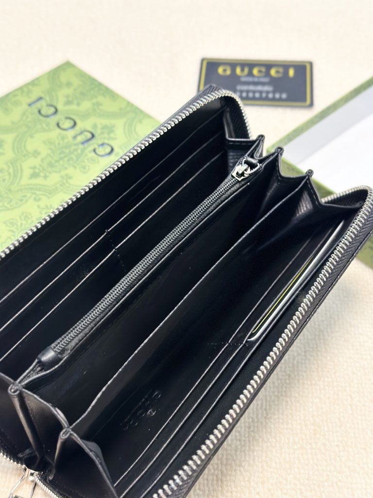GUCCI グッチ 長財布 ロングジップ 押し込みロゴ ブラック - 画像 7