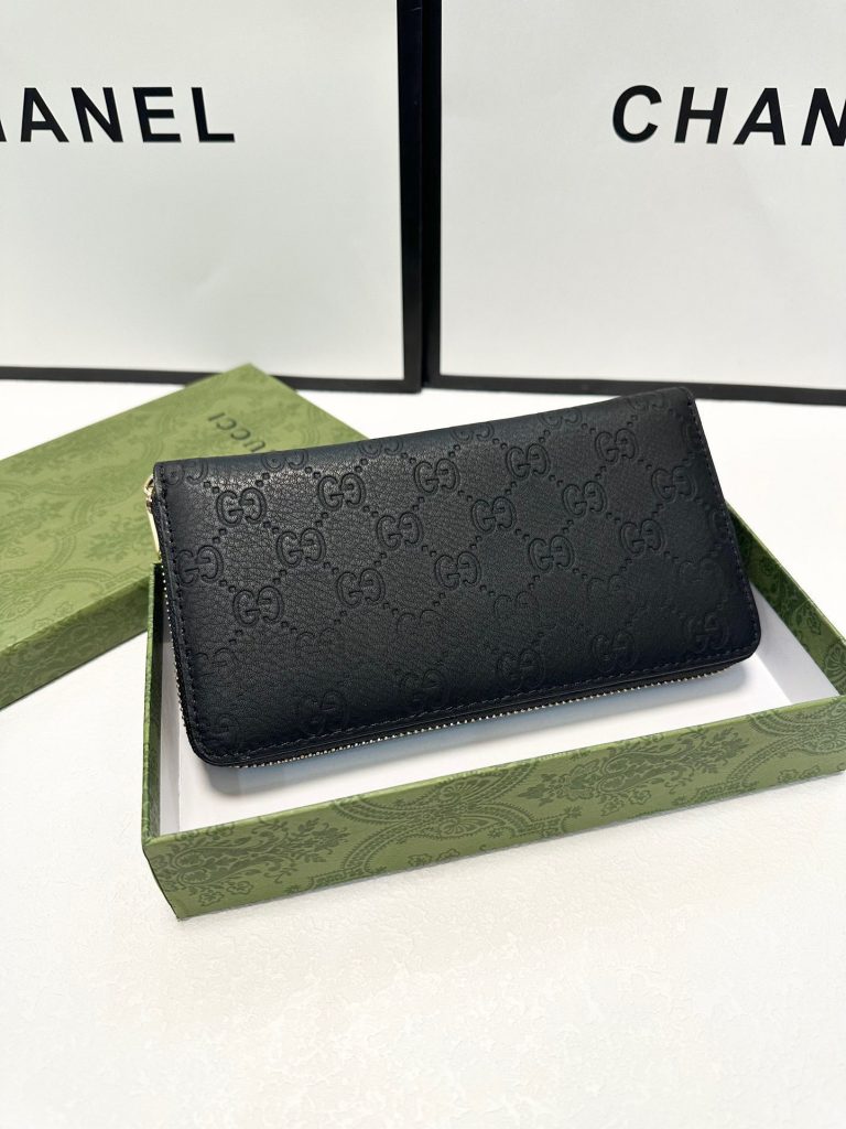 GUCCI グッチ 長財布 本革仕様 ズッパー開閉 21x11cm 黒 - 画像 3