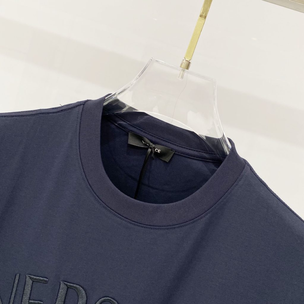 VERSACE/ヴェルサーチ 本色刺繍Tシャツ メンズ レディース 黒 白 宝藍 3色展開 - 画像 3