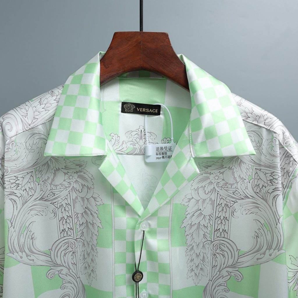 Versace/バーザーチ チェック柄 シャツパンツセット 薄手 軽量 シルエット - 画像 3