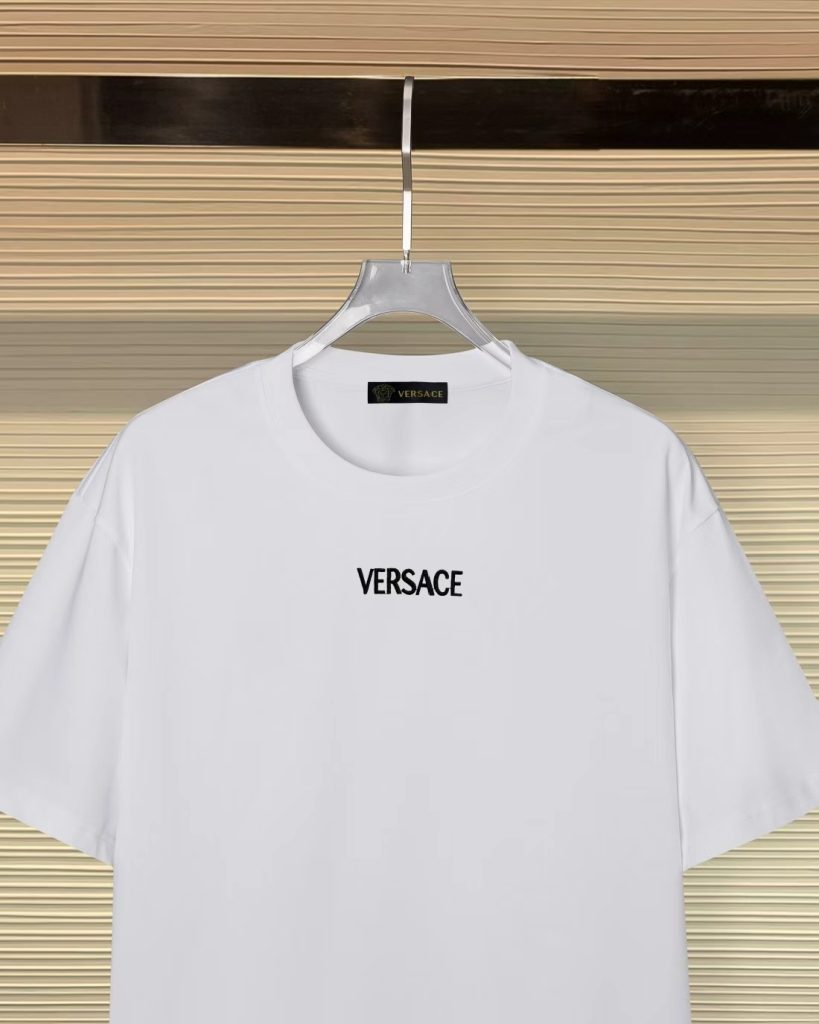 VERSACE ヴェルサーチ 綿100% ロゴ刺繍Tシャツ ホワイト - 画像 3