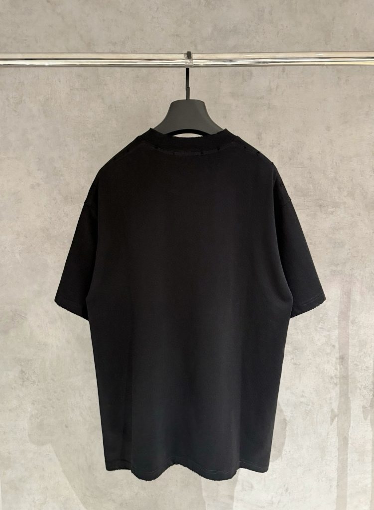 Dior コピー 半袖Tシャツ ロゴ刺繍 フロント立体刺繍 リブネック ブラック - 画像 2