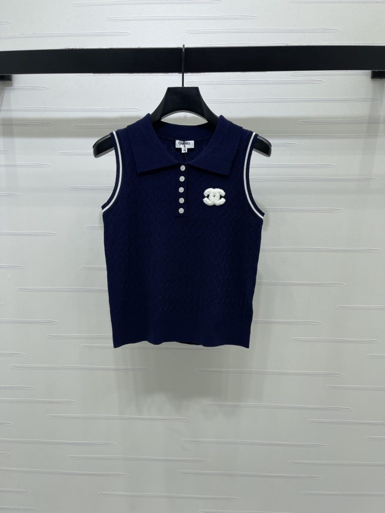 CHANEL ニット セーター コピー ポロネック インナー ニットベスト レディース ブルー
