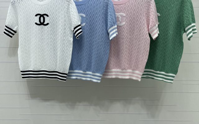 CHANEL コピー ニット Tシャツ ロゴ レディース 菱格柄 半袖 カラー展開 35
