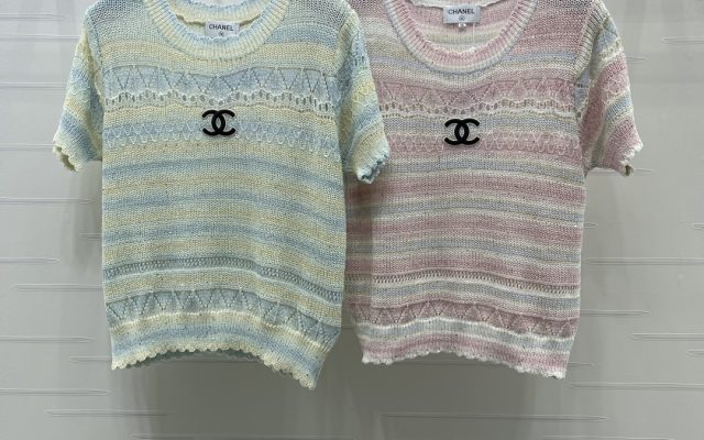CHANEL コピー ニット Tシャツ レディース デザインニット 柄 デザイン ロゴ ピンク ブルー - 画像 1