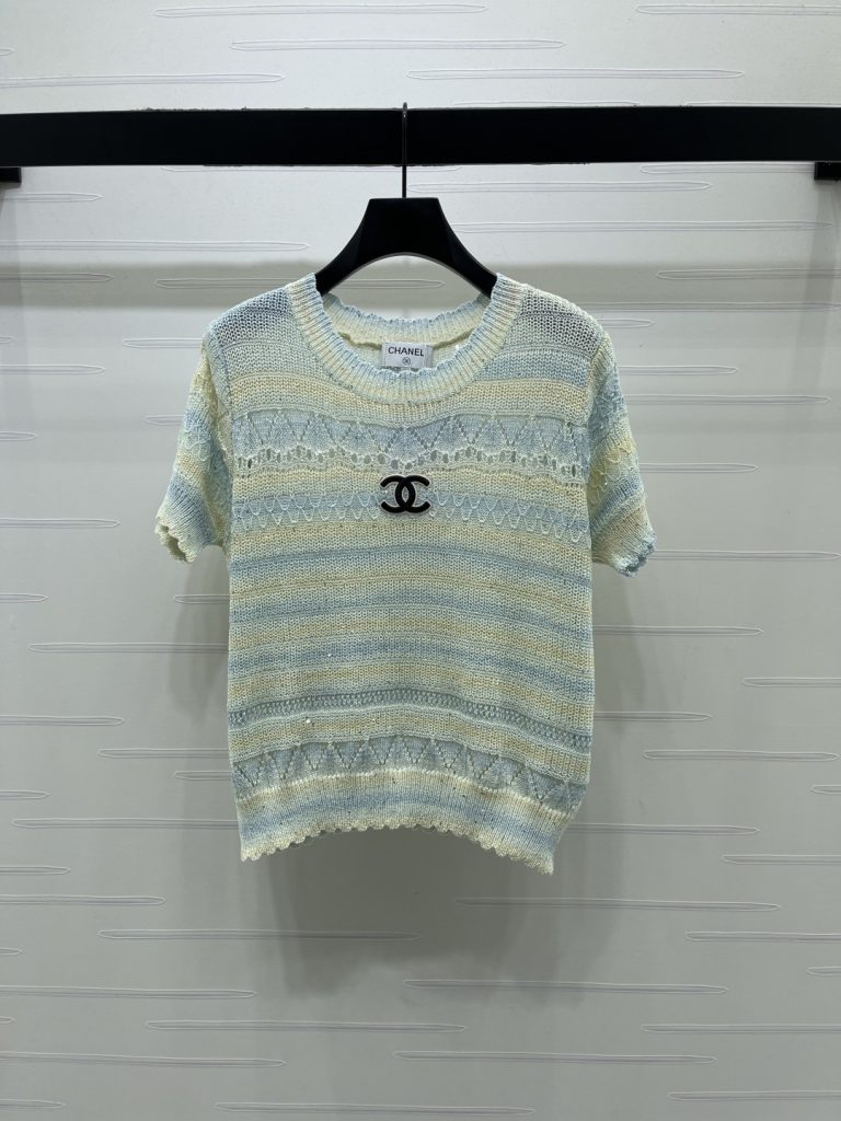 CHANEL コピー ニット Tシャツ レディース デザインニット 柄 デザイン ロゴ ピンク ブルー - 画像 2