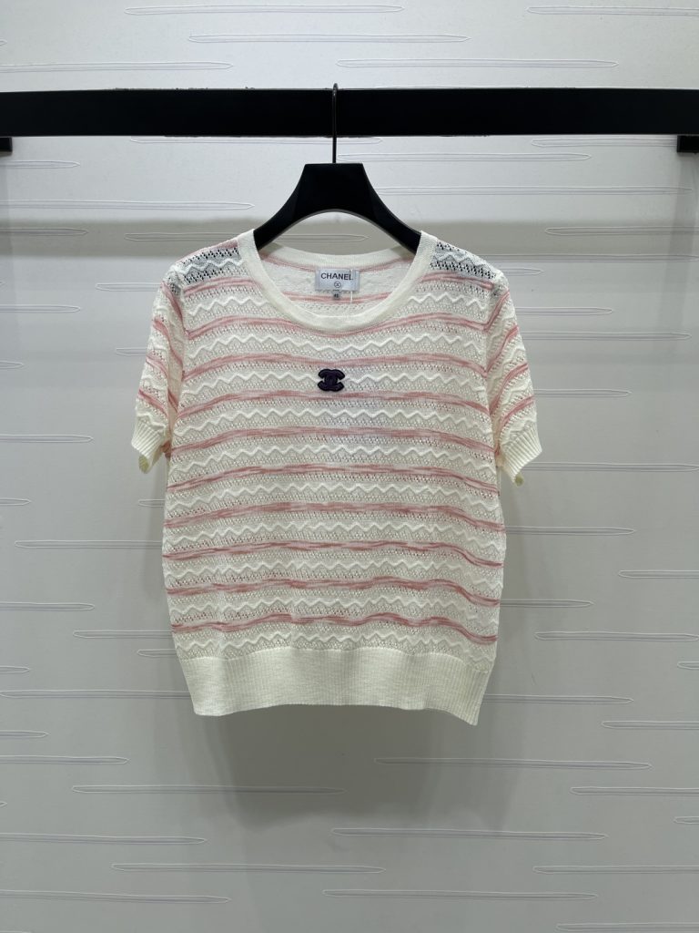 CHANEL コピー ニットTシャツ ロゴ付き レディース 春夏 通気性抜群 ワンピース スカート と合わせやすい 2色展開 - 画像 2