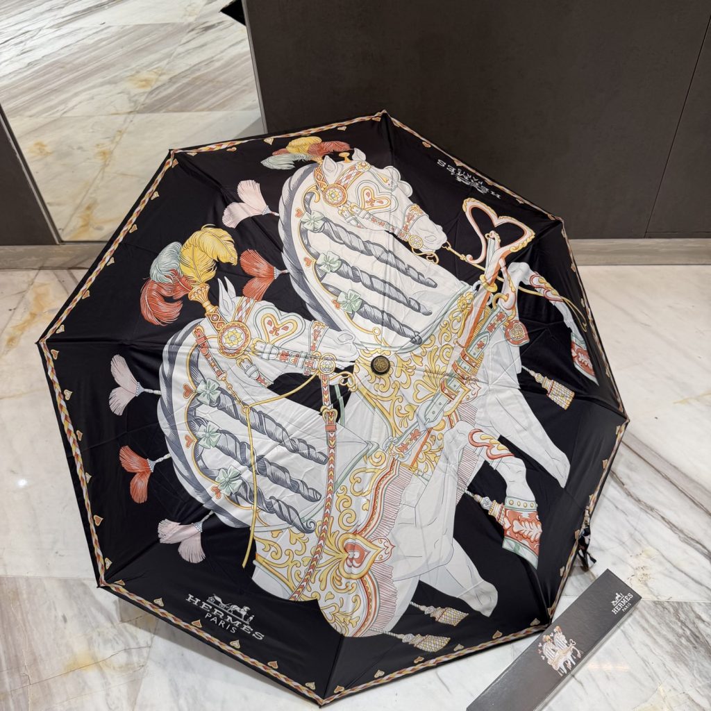 HERMES エルメス 折りたたみ傘 ワンタッチ開閉かさ アンブレラ 日傘UVカット 晴雨兼用傘 持ちやすい便利 おしゃれ3種 - 画像 3