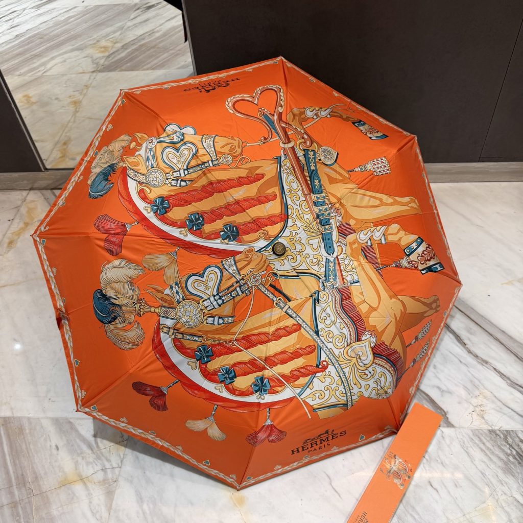 HERMES エルメス 折りたたみ傘 ワンタッチ開閉かさ アンブレラ 日傘UVカット 晴雨兼用傘 持ちやすい便利 おしゃれ3種 - 画像 2