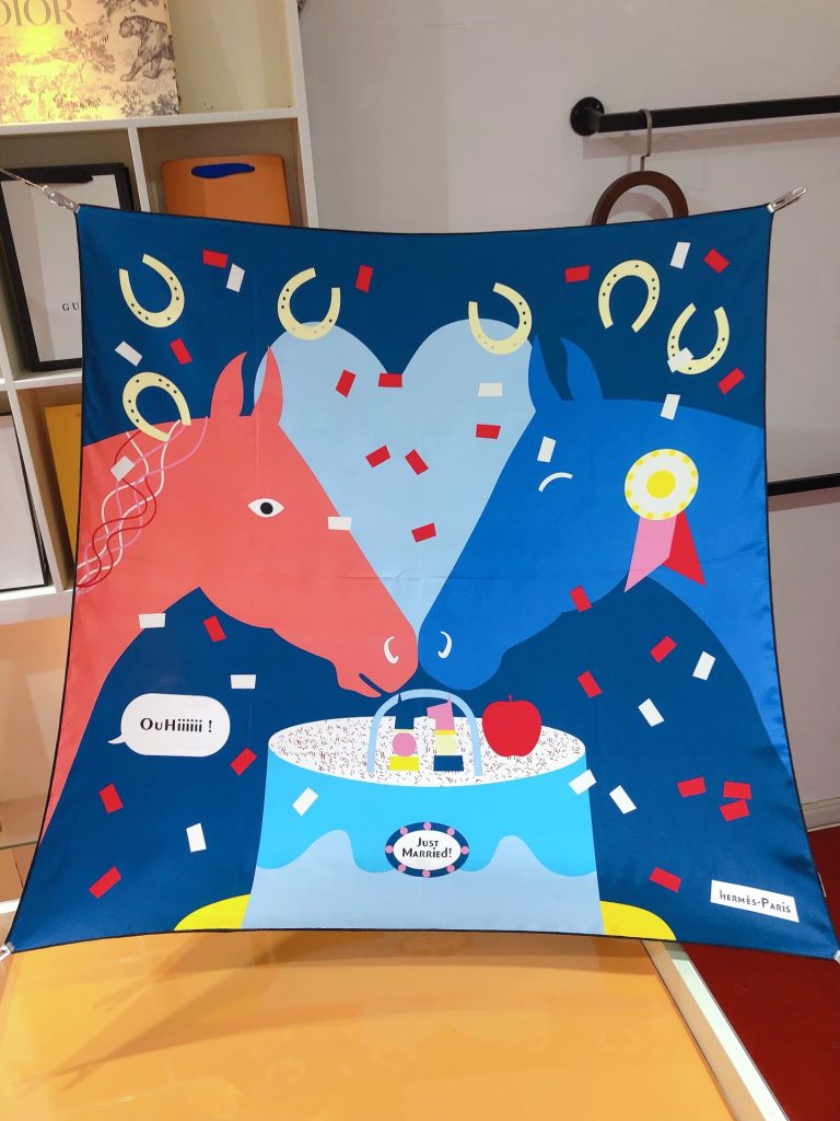 新作 エルメス HERMES カレ45 ジャスト マリッド スカーフ ガヴロッシュ 45 レディース マリン シエル - 画像 5