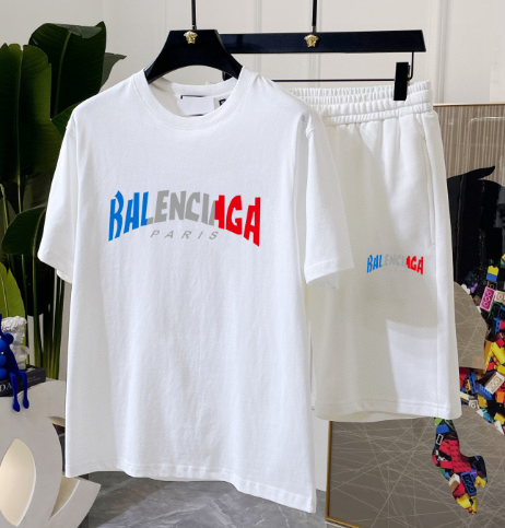 BALENCIAGA バレンシアガ セットアップ 上下2点セット 白/黒 メンズ服 半袖Tシャツと半ズボン/ショートパンツ カジュアルウェア - 画像 2