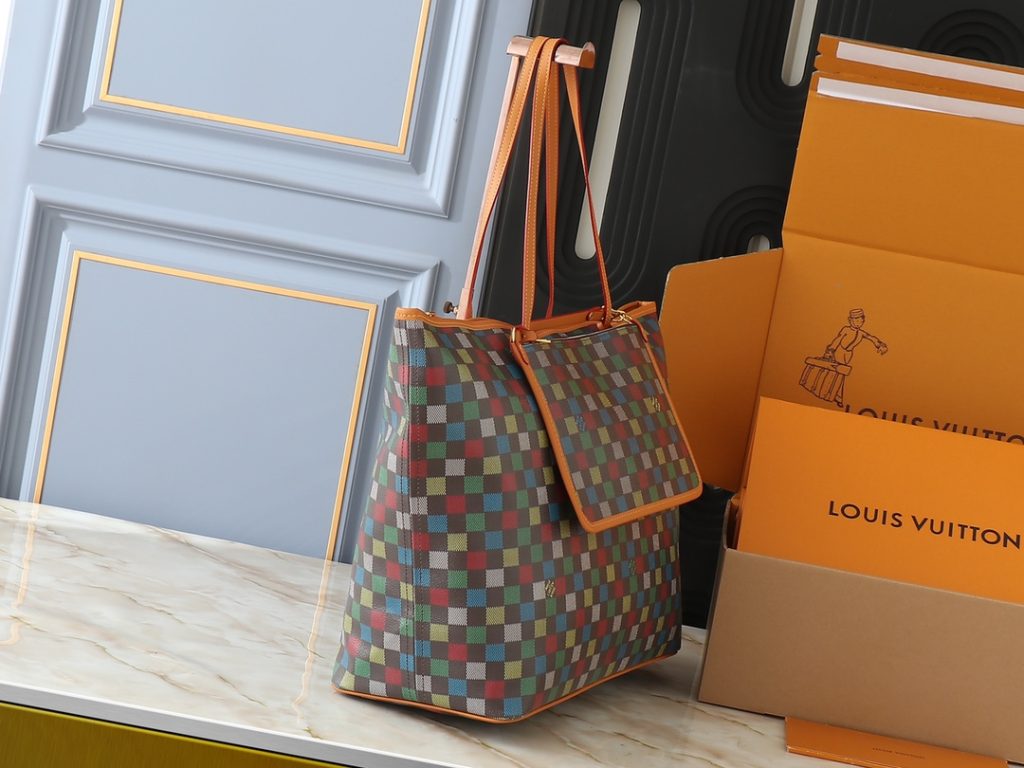 ルイ ヴィトン LOUIS VUITTON ネバーエバーフル LV バーズ ダミエ ラージバッグ ビジネスバッグ トートバッグ マルチカラー - 画像 3