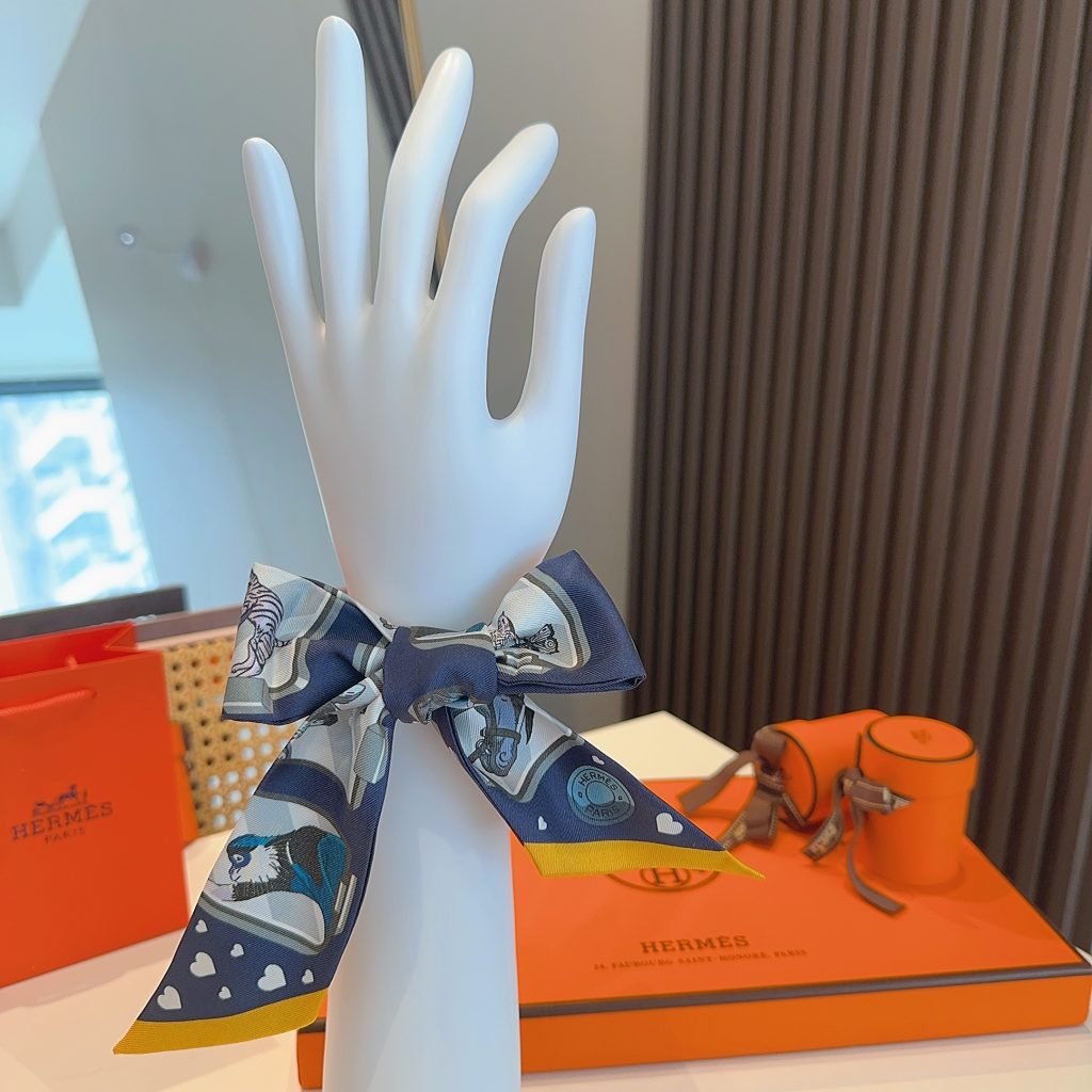 エルメス　Hermes　Twilly　ツイリー　ハートツイリー　上品カラー　　細長リボンスカーフ　レディース　バッグスカーフ - 画像 8