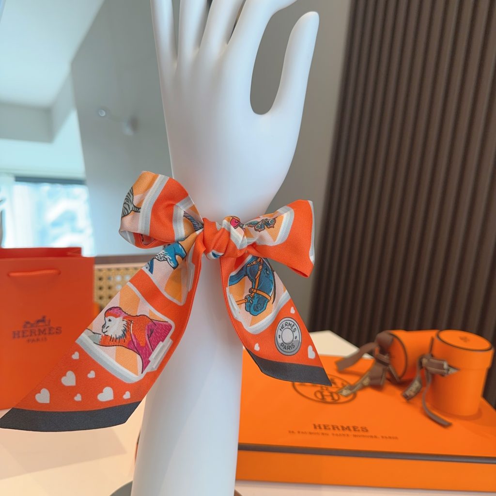 エルメス　Hermes　Twilly　ツイリー　ハートツイリー　上品カラー　　細長リボンスカーフ　レディース　バッグスカーフ - 画像 6
