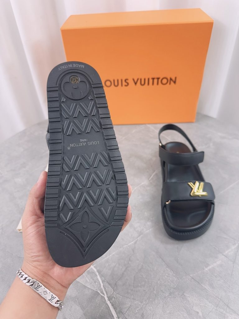 ルイヴィトン　Louis Vuitton　サンセットサンダル　コンフォート　無地　ロゴ　ホワイト/ブラック　レディース　サンダル - 画像 7