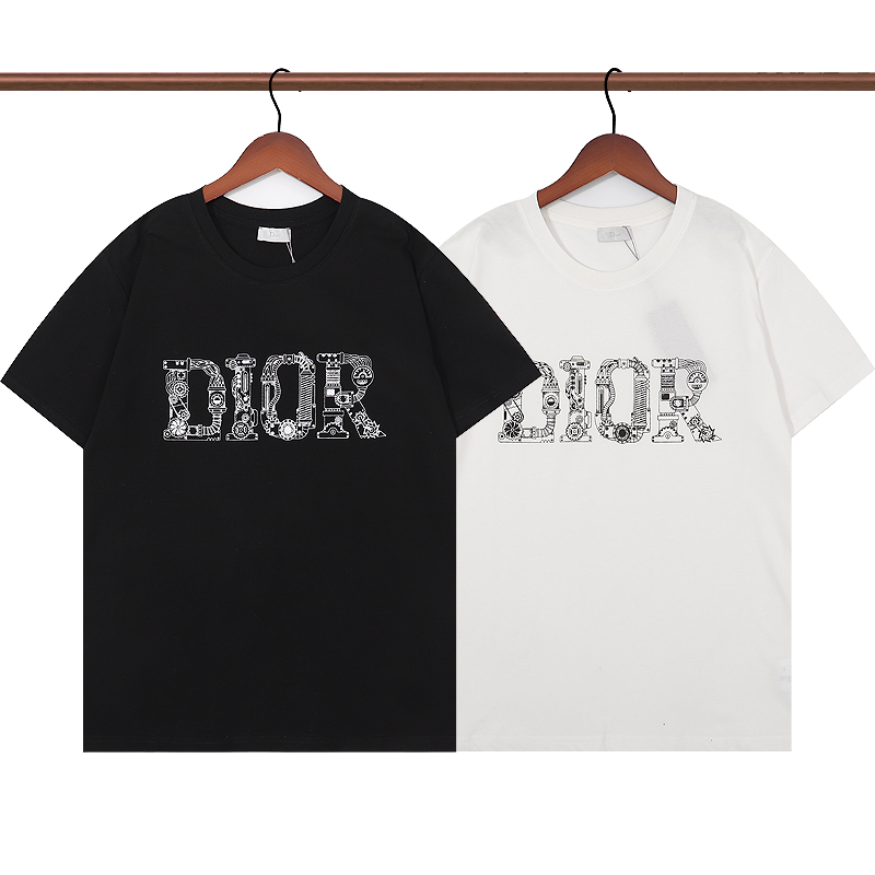 Dior ディオール Tシャツ 夏シャツ ブラック ホワイト 半袖シャツ プリントシャツ 男女兼用 送料込み - 画像 2