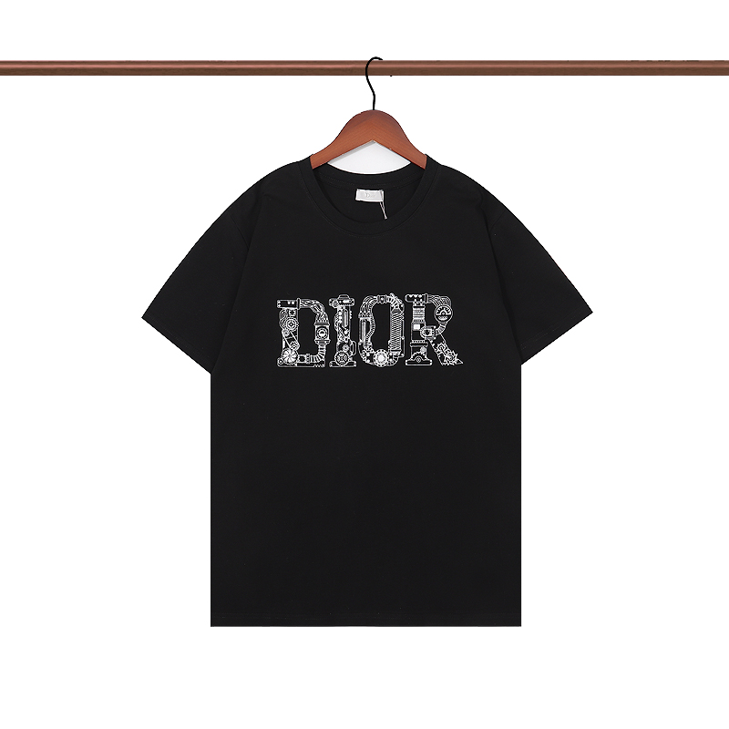 Dior ディオール Tシャツ 夏シャツ ブラック ホワイト 半袖シャツ プリントシャツ 男女兼用 送料込み - 画像 4