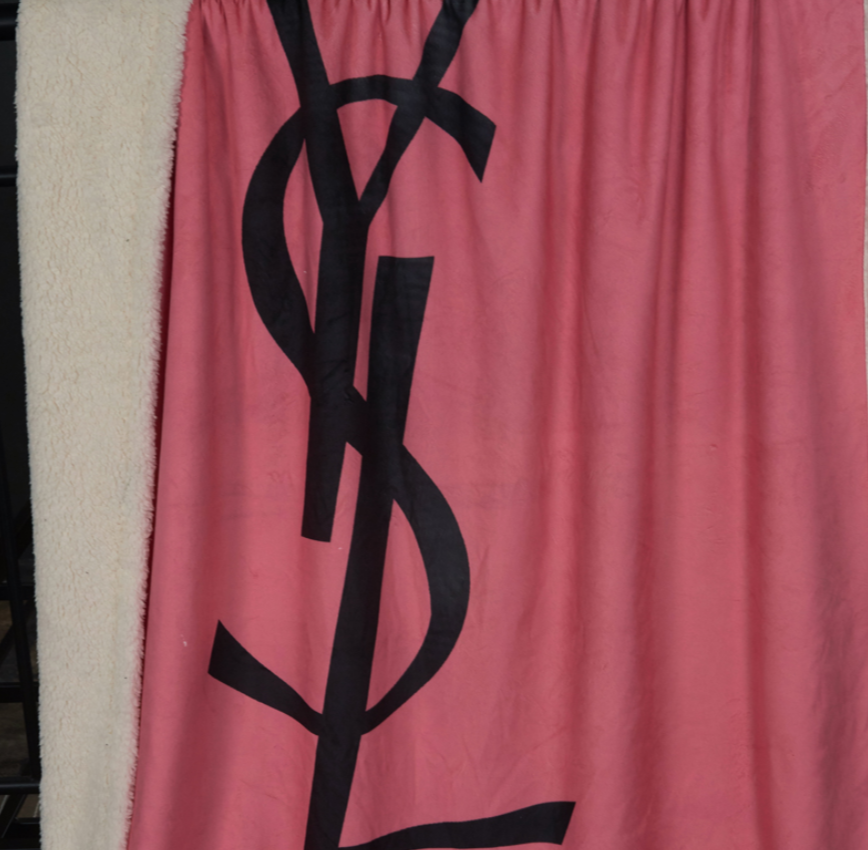 YvesSaintlaurent イヴサンローラン ブランケット もこもこ毛布 ひざ掛け毛布 昼寝用毛布 肩掛け毛布 ピンク 送料込み - 画像 2