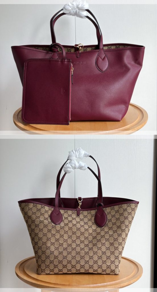 グッチ　トーティッシマ　リバーシブル　ミディアム　トートバッグ　GUCCI　GGレザー　レディースバッグ　大容量　おしゃれ肩掛け バッグ - 画像 3