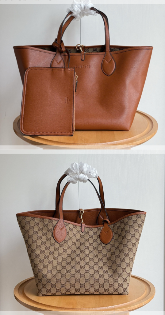 グッチ　トーティッシマ　リバーシブル　ミディアム　トートバッグ　GUCCI　GGレザー　レディースバッグ　大容量　おしゃれ肩掛け バッグ - 画像 4