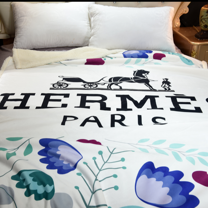 エルメス　HERMES　ひざ掛け毛布　ホワイト　人気ブランケット　毛布　ボア あったか　ひざ掛け毛布 - 画像 2
